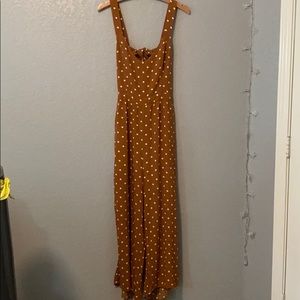 Rust polka dot jumpsuit